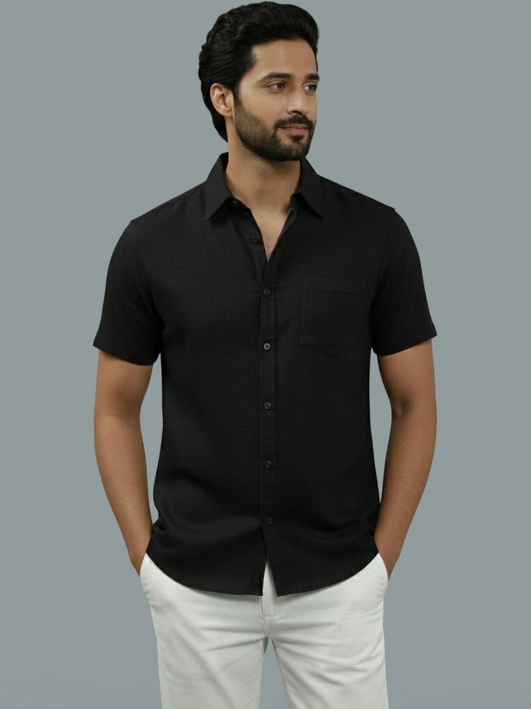 Vashuqi Men Smart Slim Fit Casual Shirt