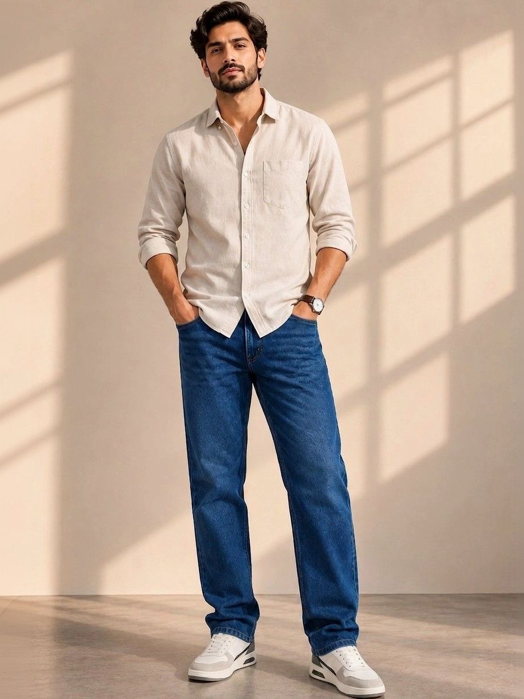 zayla Men Jean Regular Fit Mid-Rise Light Fade Stretchable Jeans