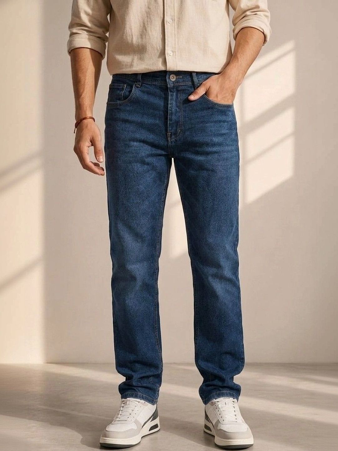 zayla Men Regular Fit Mid-Rise Stretchable Jeans