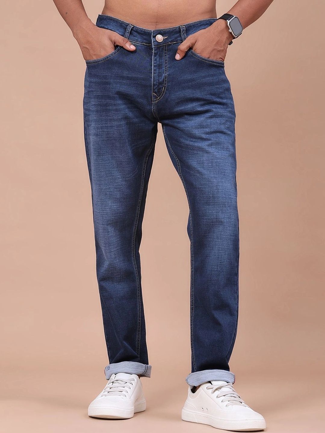 V-Mart Men Regular Fit Mid-Rise Low Distress Jeans
