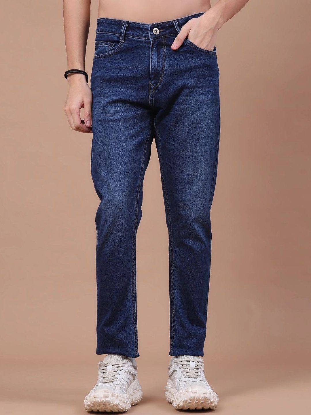 V-Mart Men Regular Fit Mid-Rise Low Distress Jeans