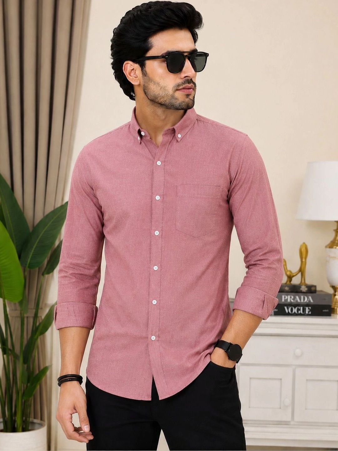HERE&NOW Men Standard Slim Fit Casual Shirt