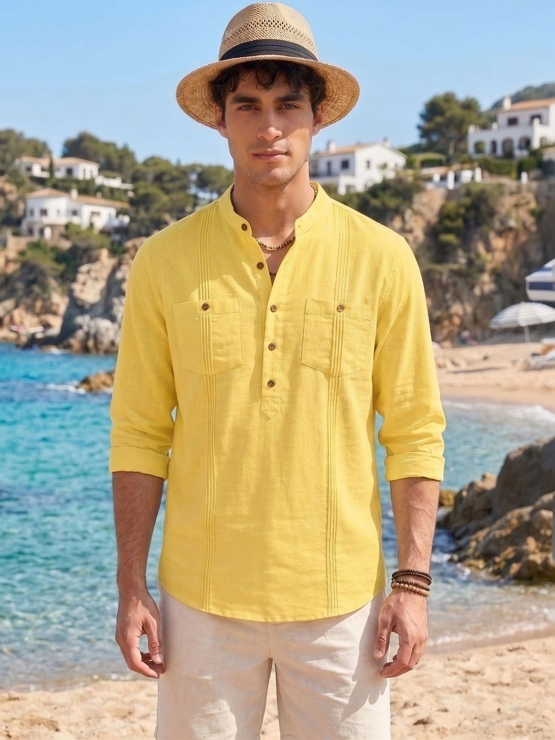 Royalscout Men Regular Fit Cotton Blend Solid Casual Kurta Shirt