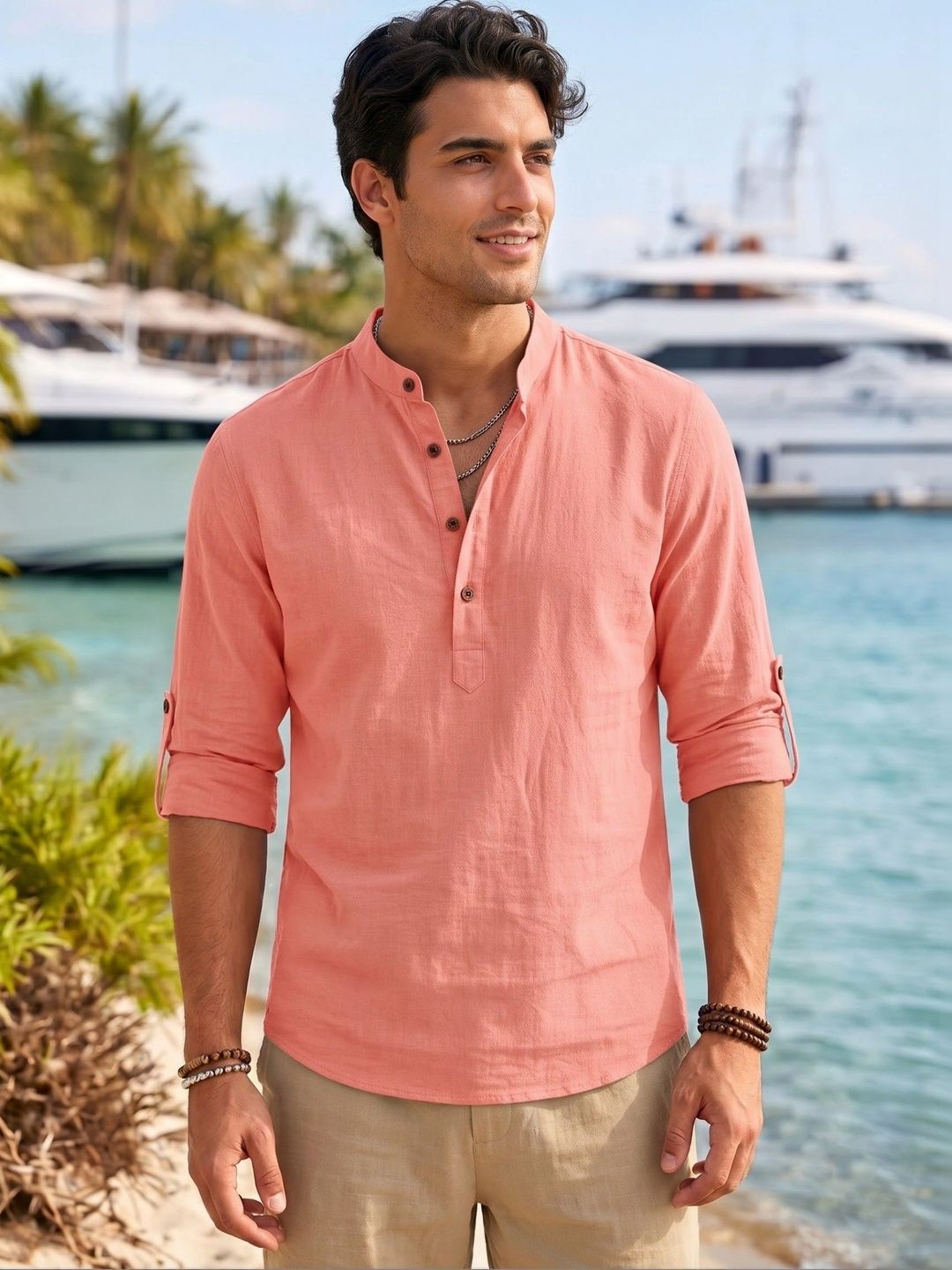 Royalscout Men Standard Band Collar Straight Kurta