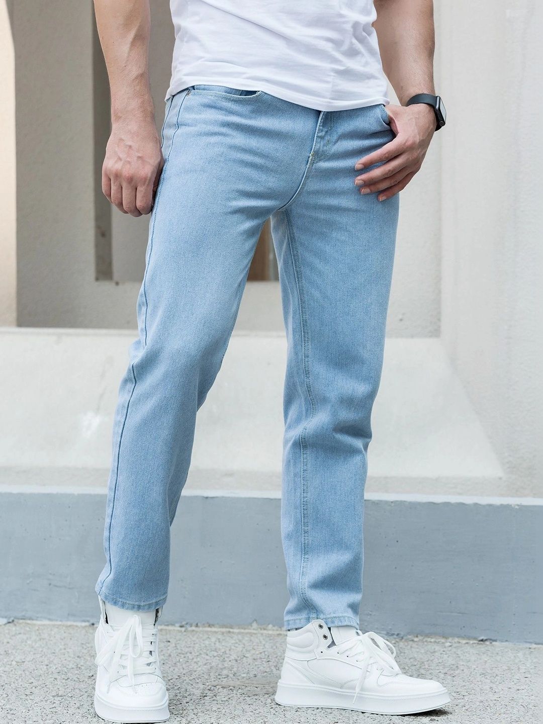PINKLIT Men Straight Fit Mid-Rise Jeans