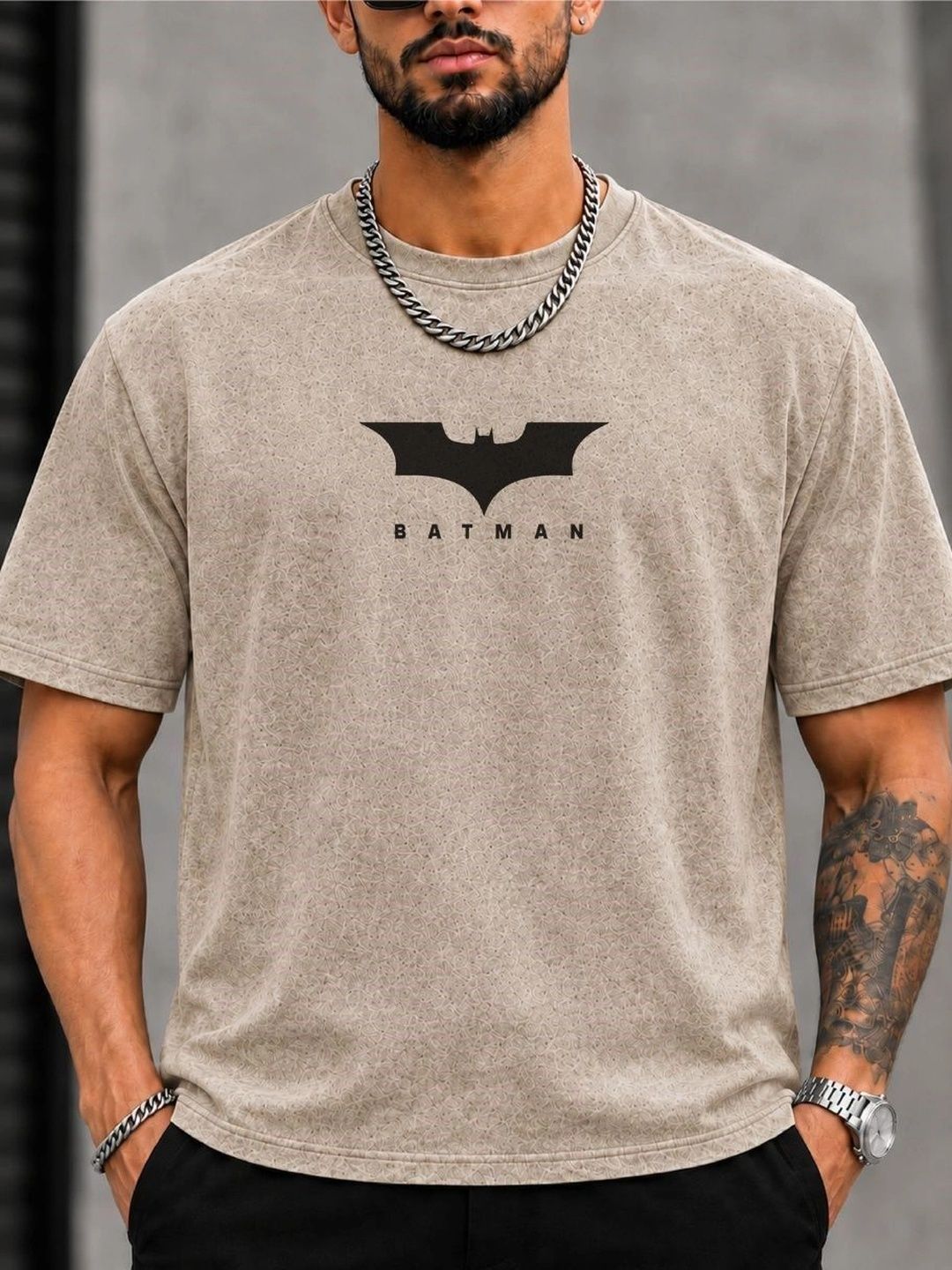VELS CLOTHING Men Batman Printed Bio Finish T-shirt