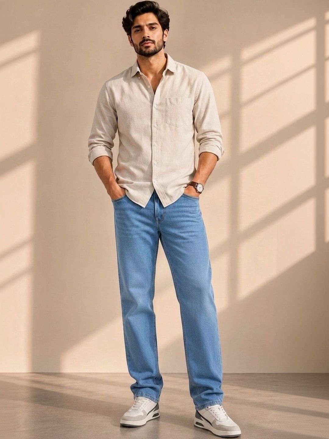 zayla Men Jean Regular Fit Mid-Rise Light Fade Stretchable Jeans