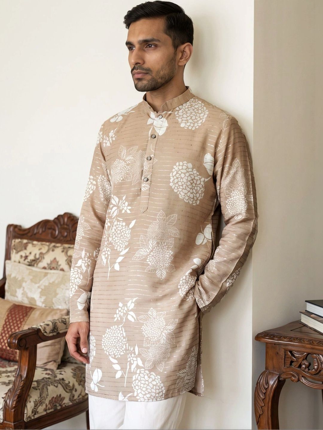 Jompers Men Floral Printed Floral Kurta