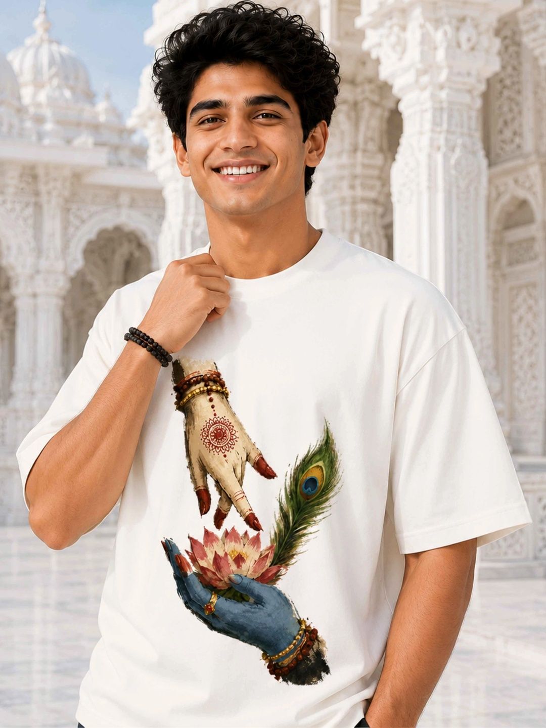 EXCELLO Men Printed Drop-Shoulder Sleeves T-shirt