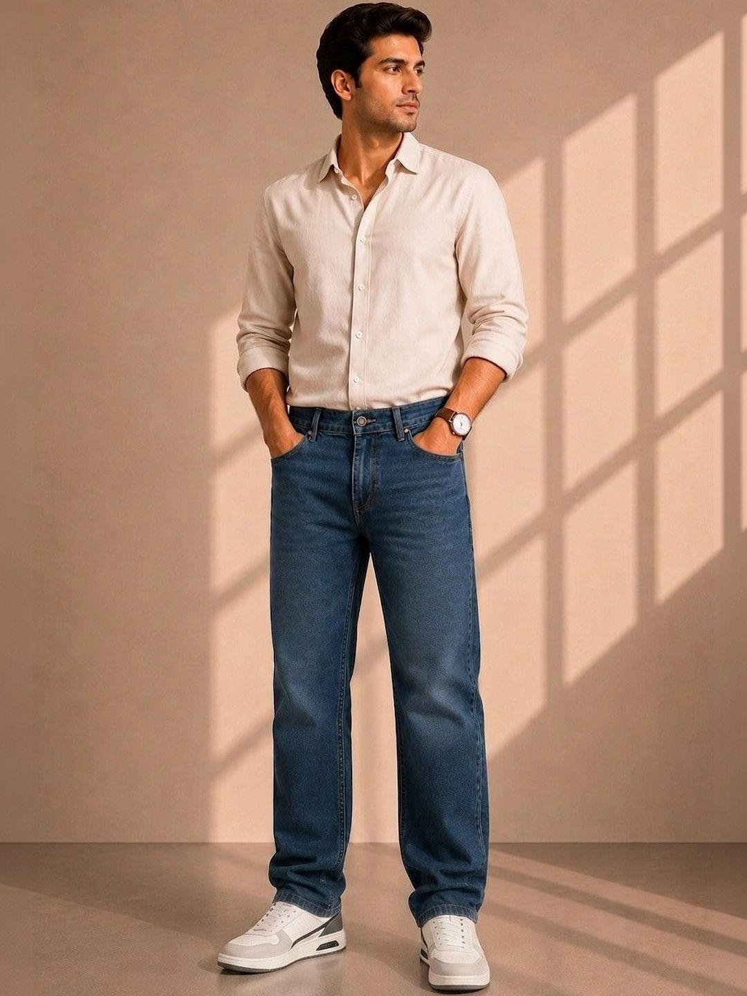 zayla Men Jean Regular Fit Mid-Rise Light Fade Stretchable Jeans
