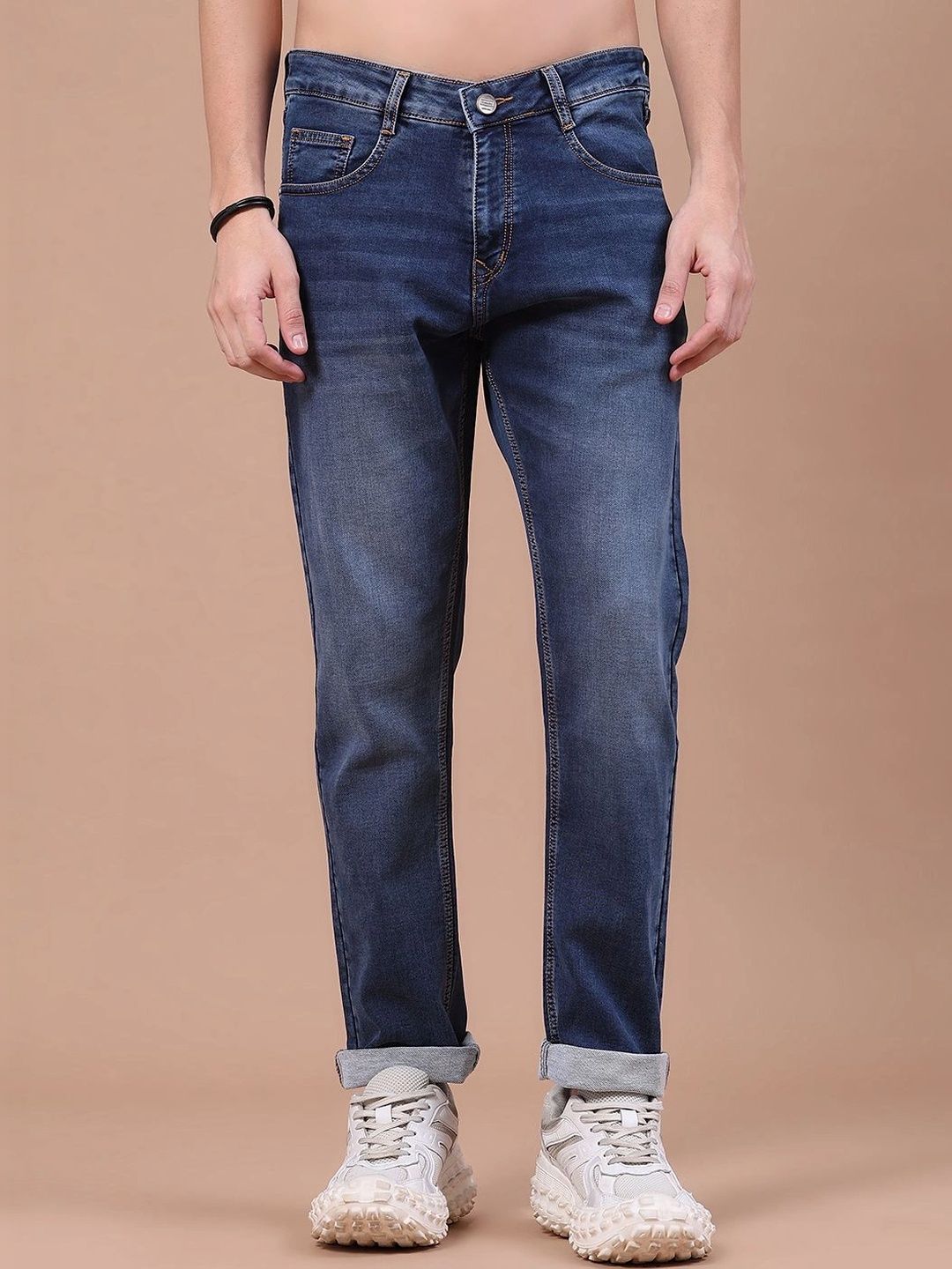 V-Mart Men Regular Fit Mid-Rise Low Distress Jeans
