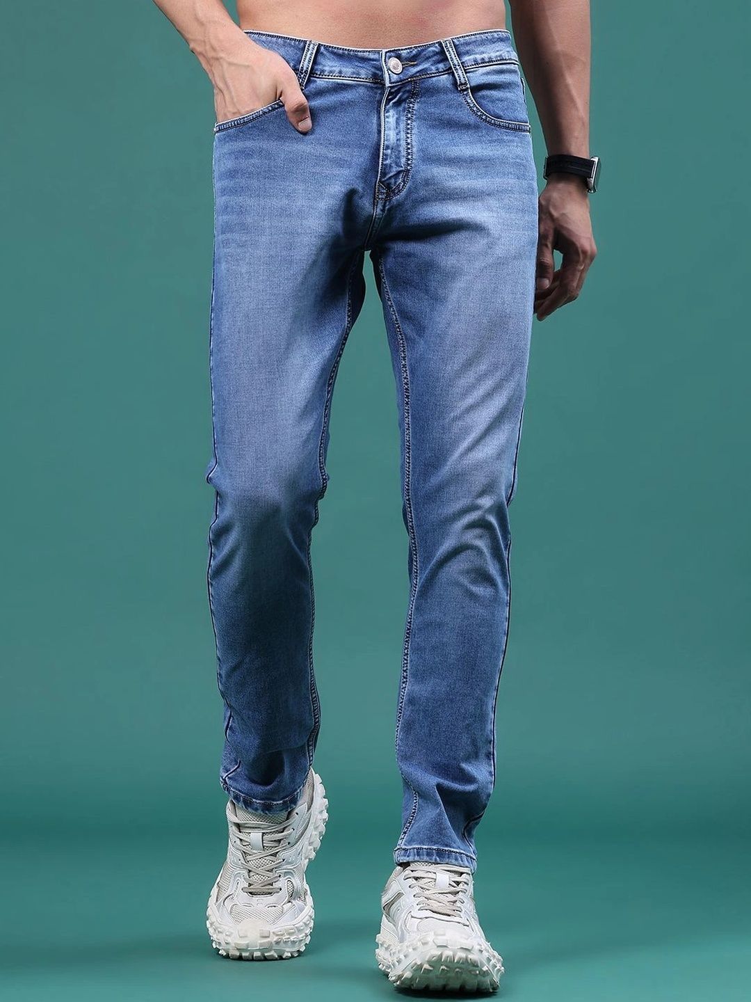 V-Mart Men Regular Fit Mid-Rise Low Distress Jeans