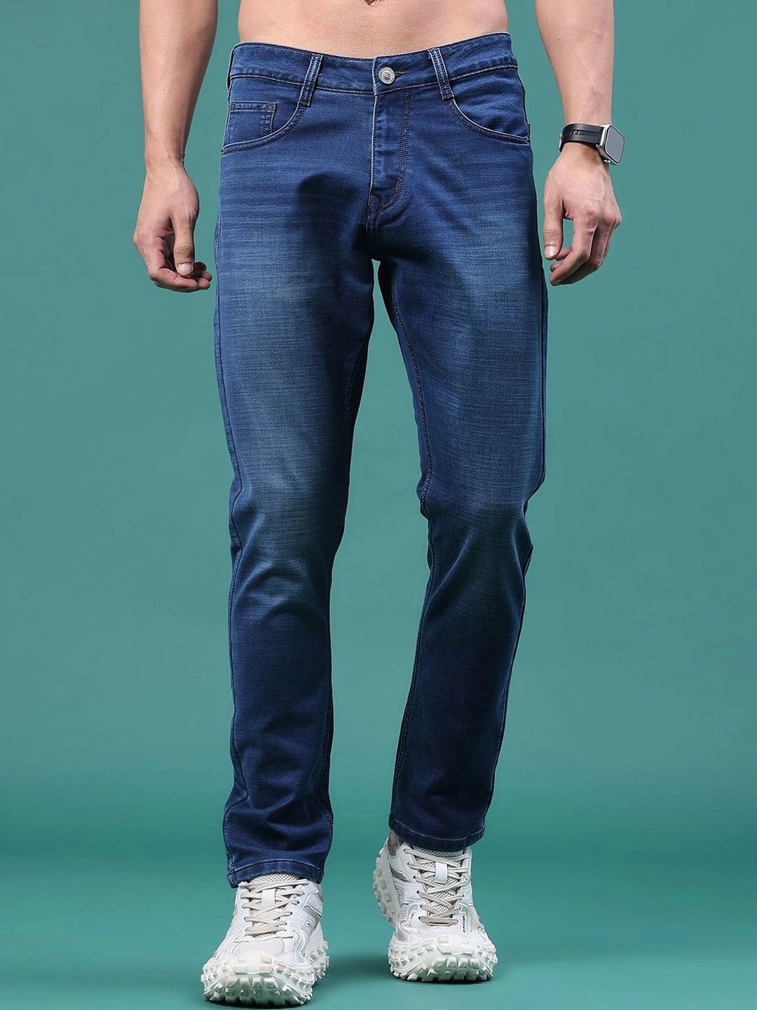 V-Mart Men Regular Fit Mid-Rise Low Distress Jeans