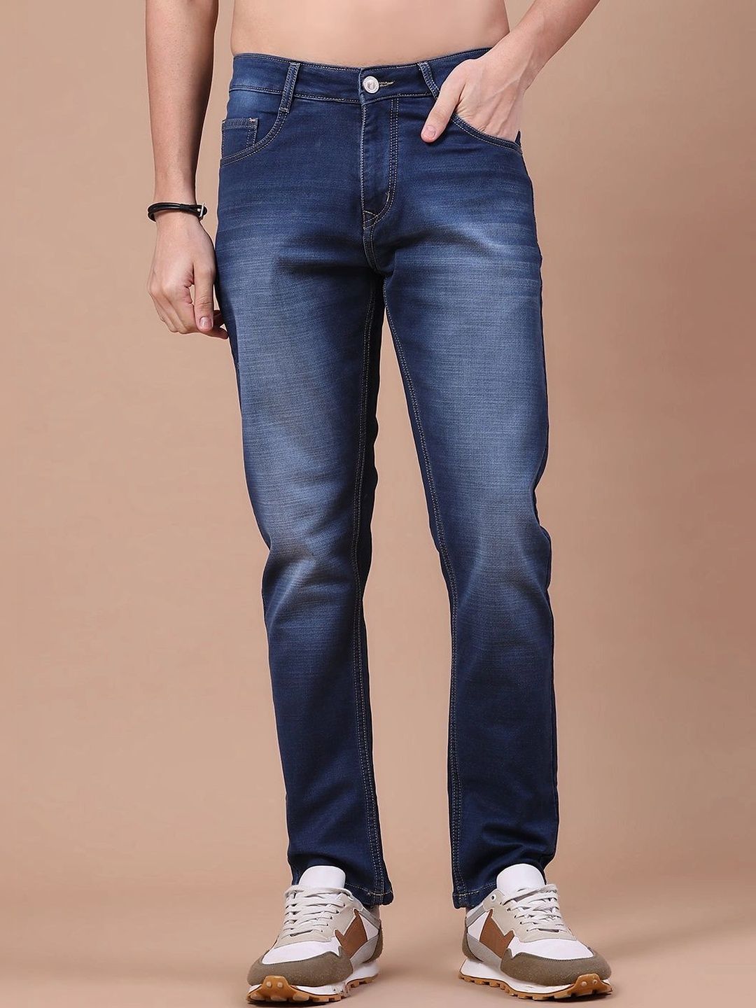 V-Mart Men Regular Fit Mid-Rise Low Distress Jeans