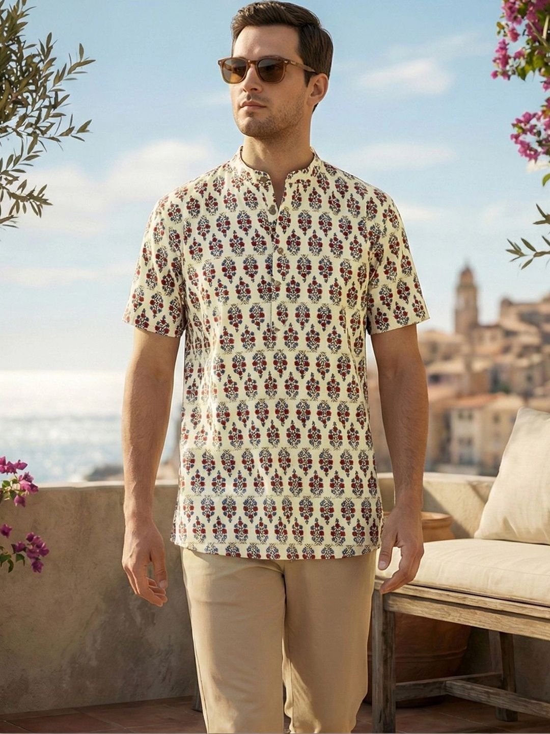 House of Pataudi Men Ethnic Motifs Printed Indie Prints Kurta