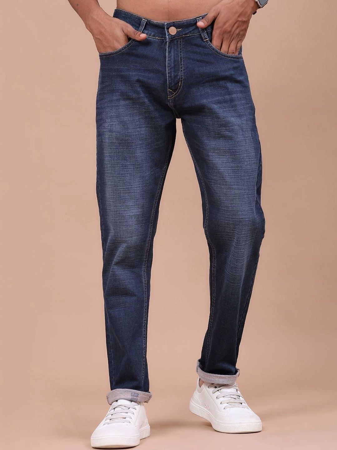 V-Mart Men Regular Fit Mid-Rise Cuffed Hem Jeans