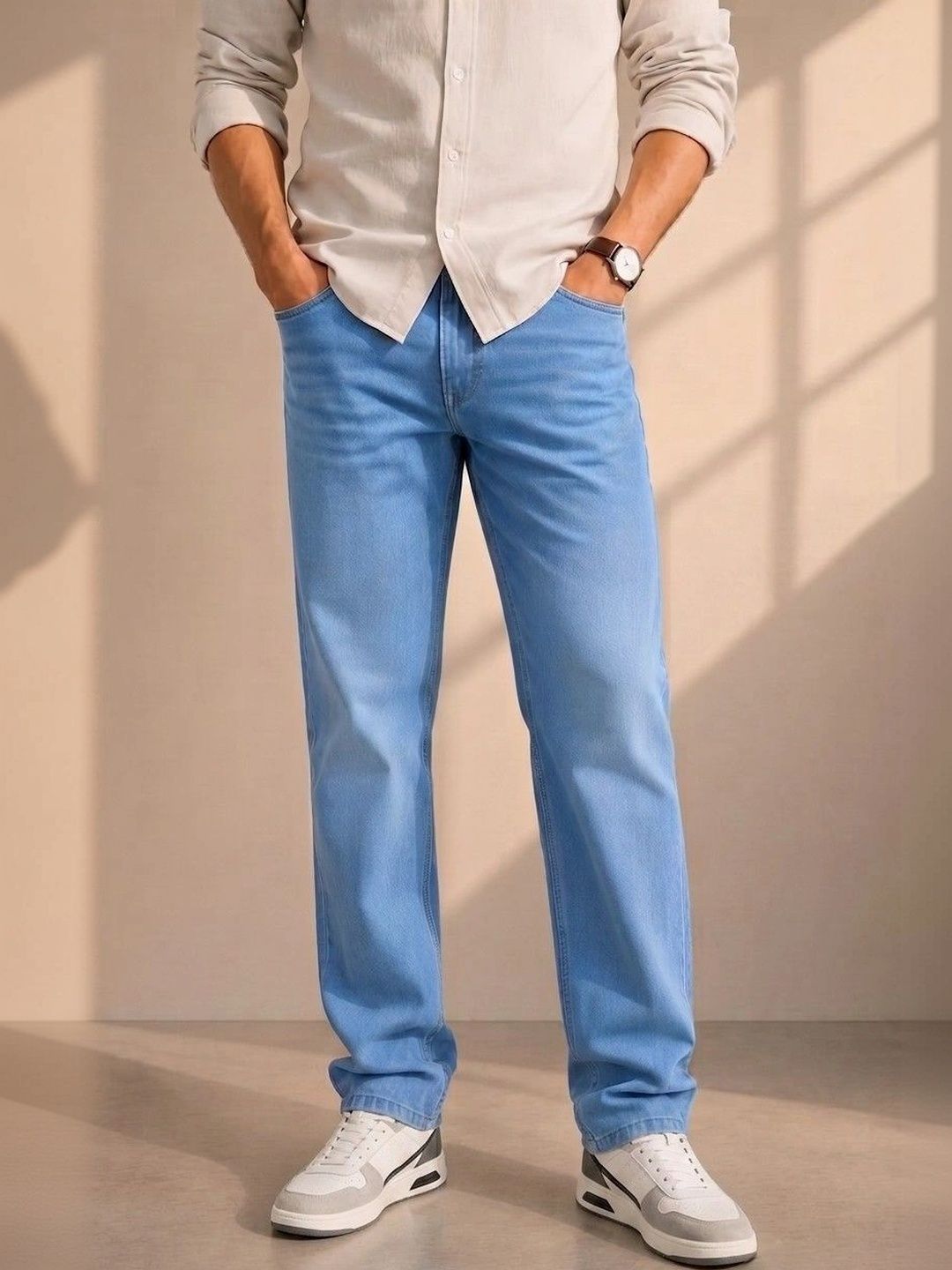 zayla Men Jean Regular Fit Mid-Rise Light Fade Stretchable Jeans