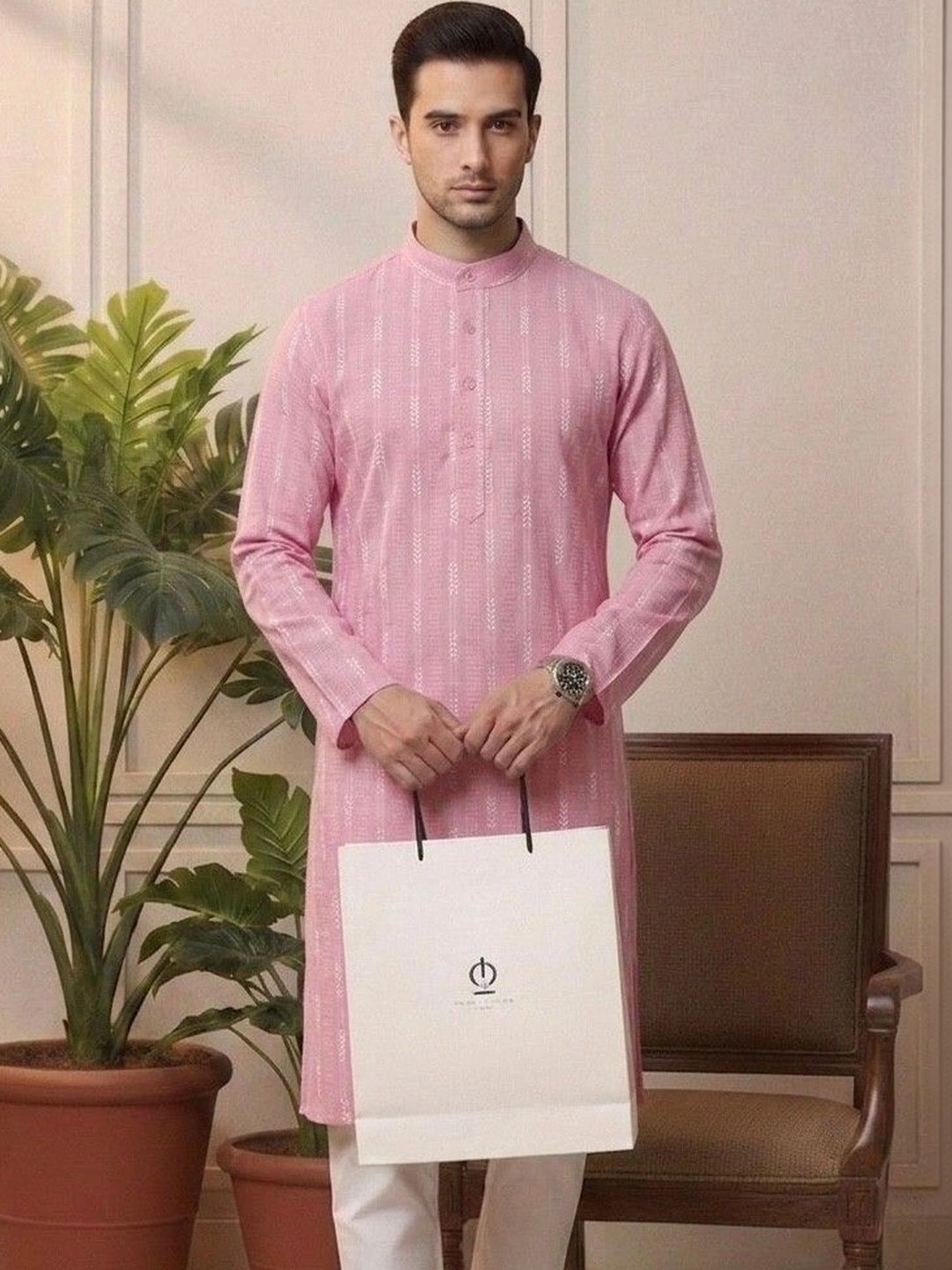 Sypher Boutique Men Dobby Handloom Kurta