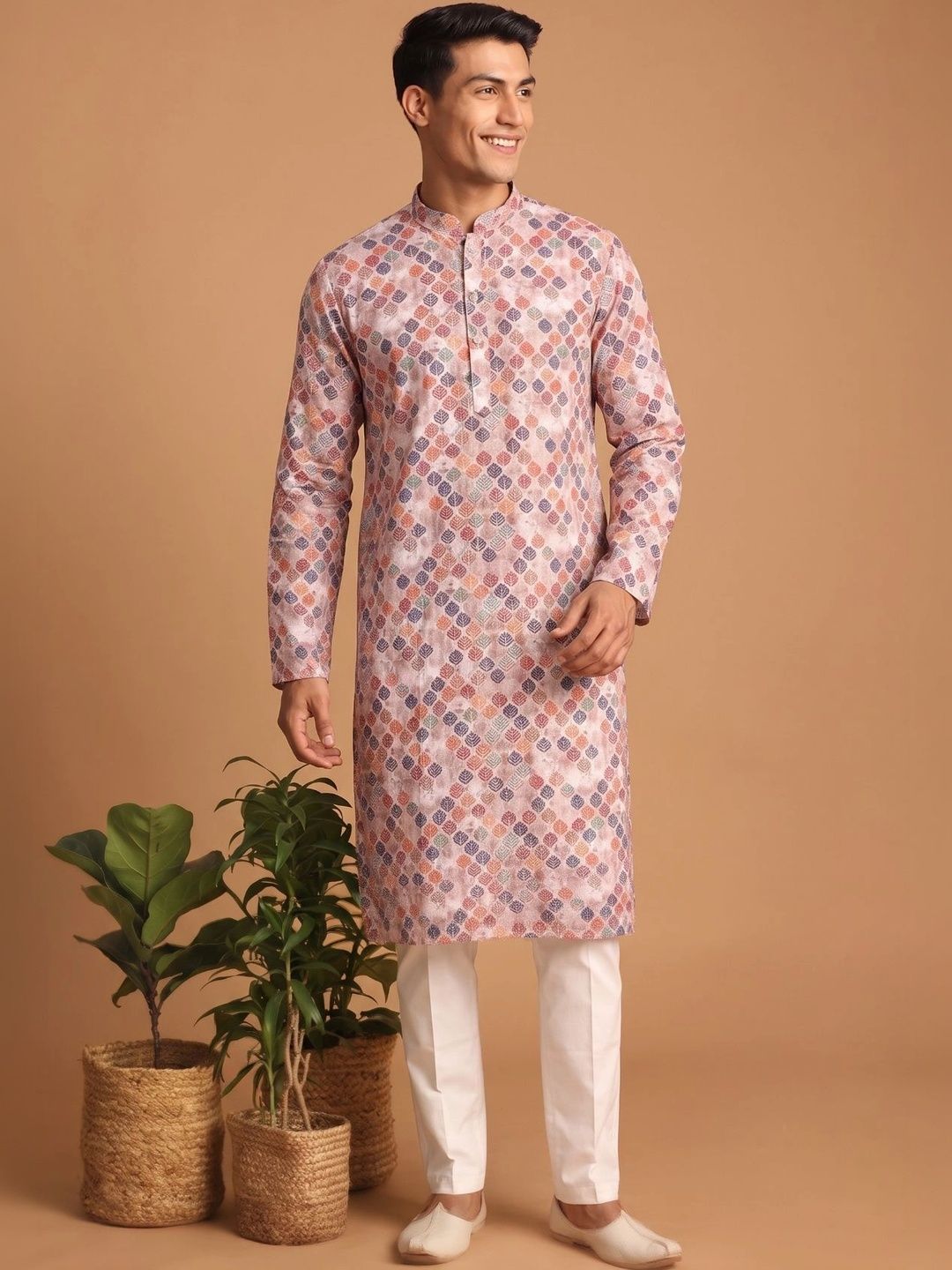Angasudha Men Geometric Printed Kurta
