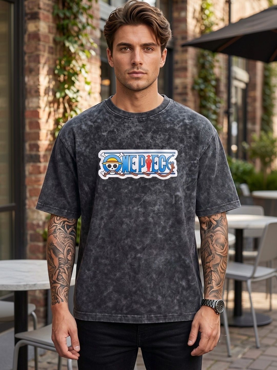 Moda Rapido Men Dyed Drop-Shoulder Sleeves T-shirt