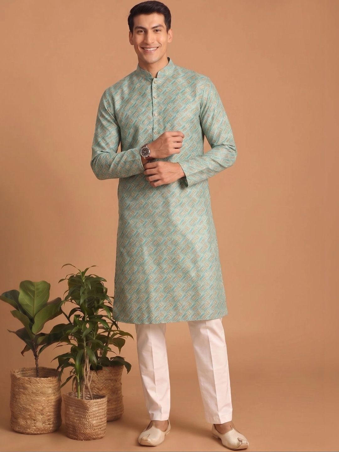 Angasudha Men's Printed Designer Kurta