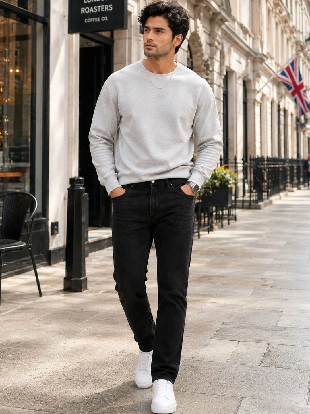 Mast & Harbour Men Straight Fit High-Rise Stretchable Jeans