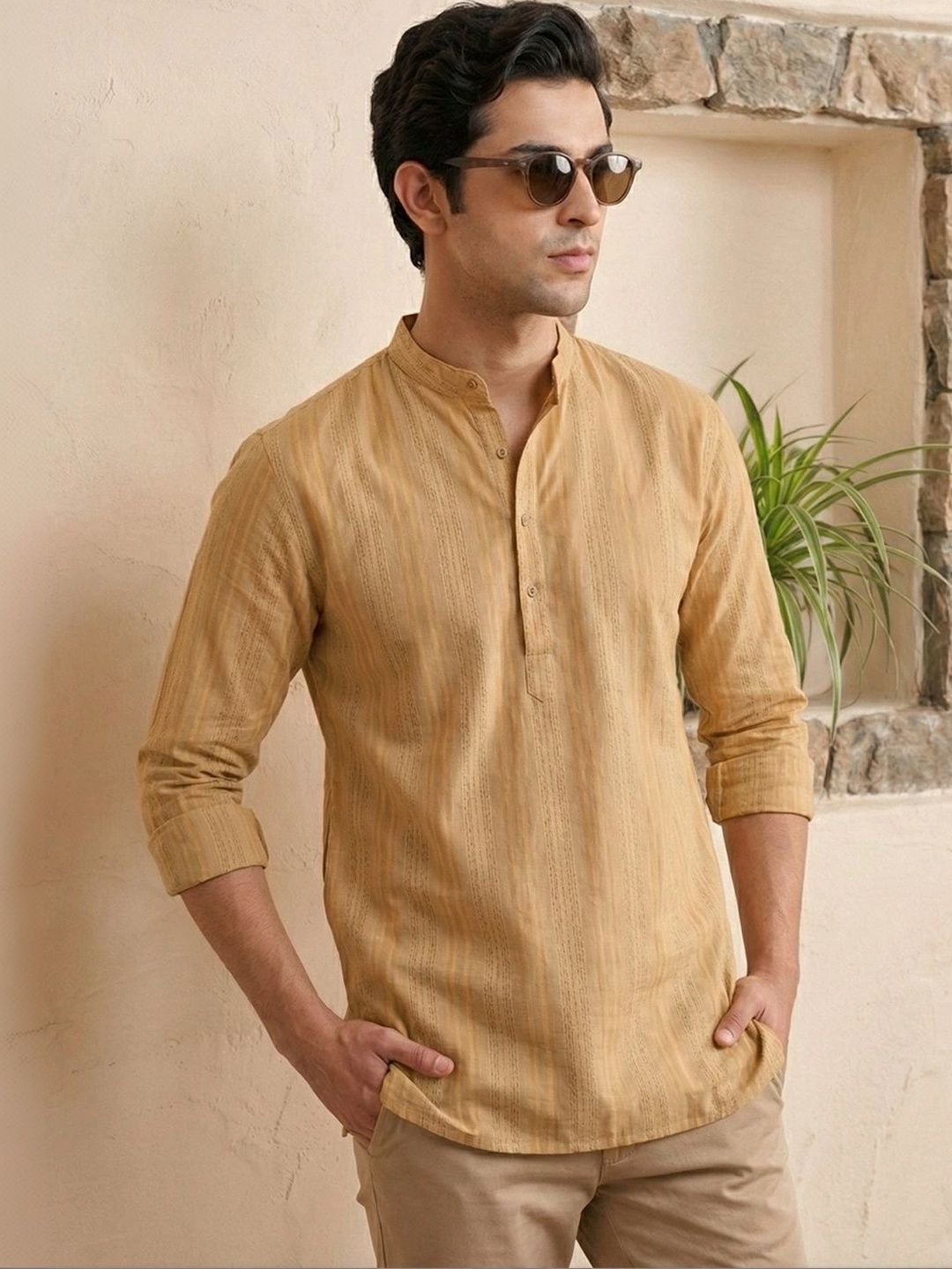 House of Pataudi Men Woven Design Printed Ethnic Kurta Set