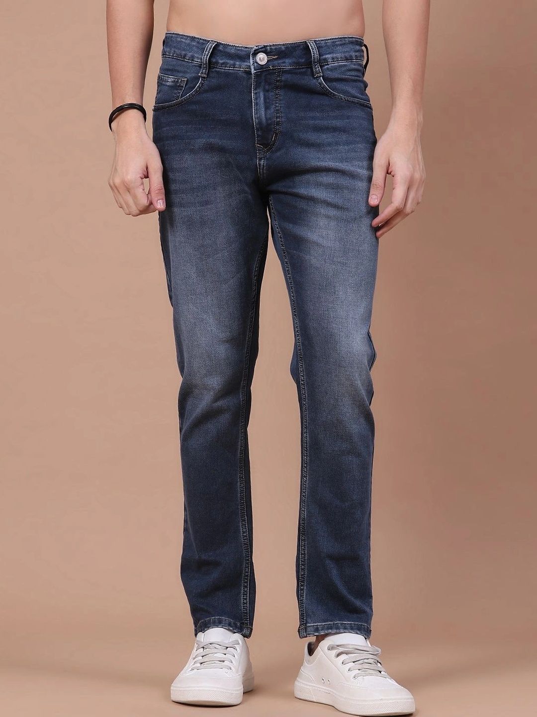V-Mart Men Regular Fit Mid-Rise Low Distress Jeans