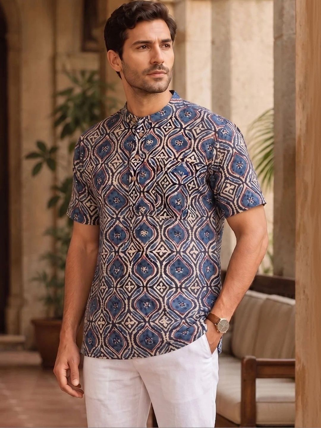 Avishya Men Tribal Printed Handloom Kurta