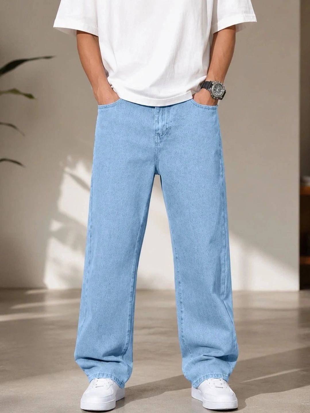 BREXX Men Jean Straight Fit Mid-Rise Stretchable Jeans