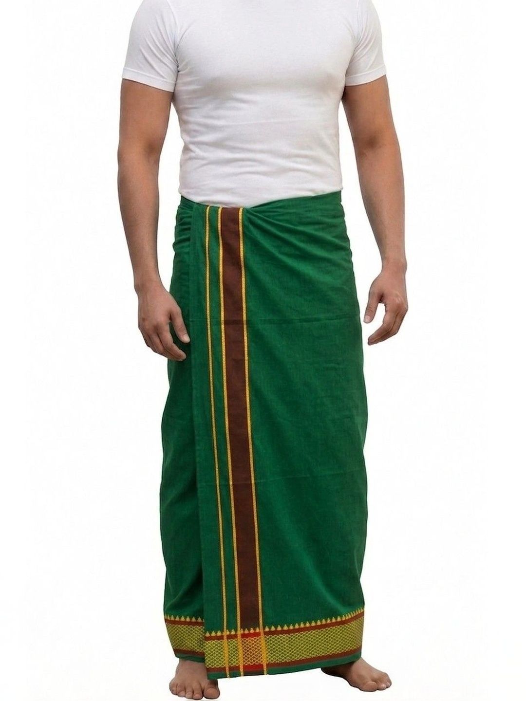 Tharunsha Elite Men Striped Cotton Dhoti Dhotis
