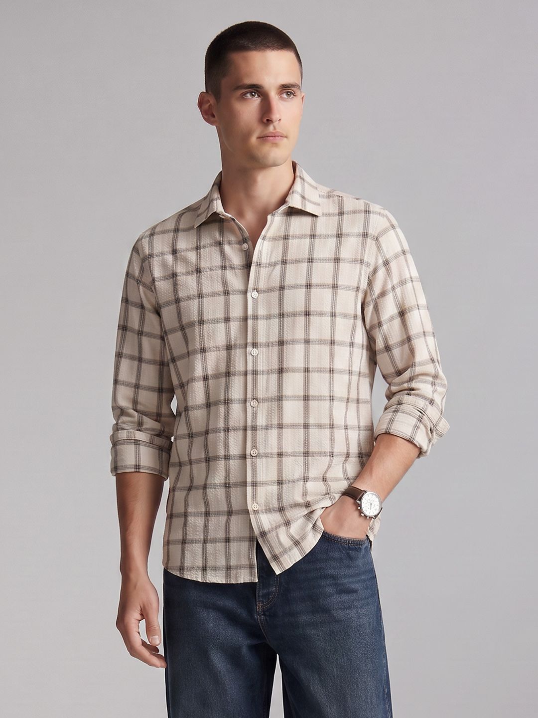THE SHIRT CODE Men Checked Casual Shirt