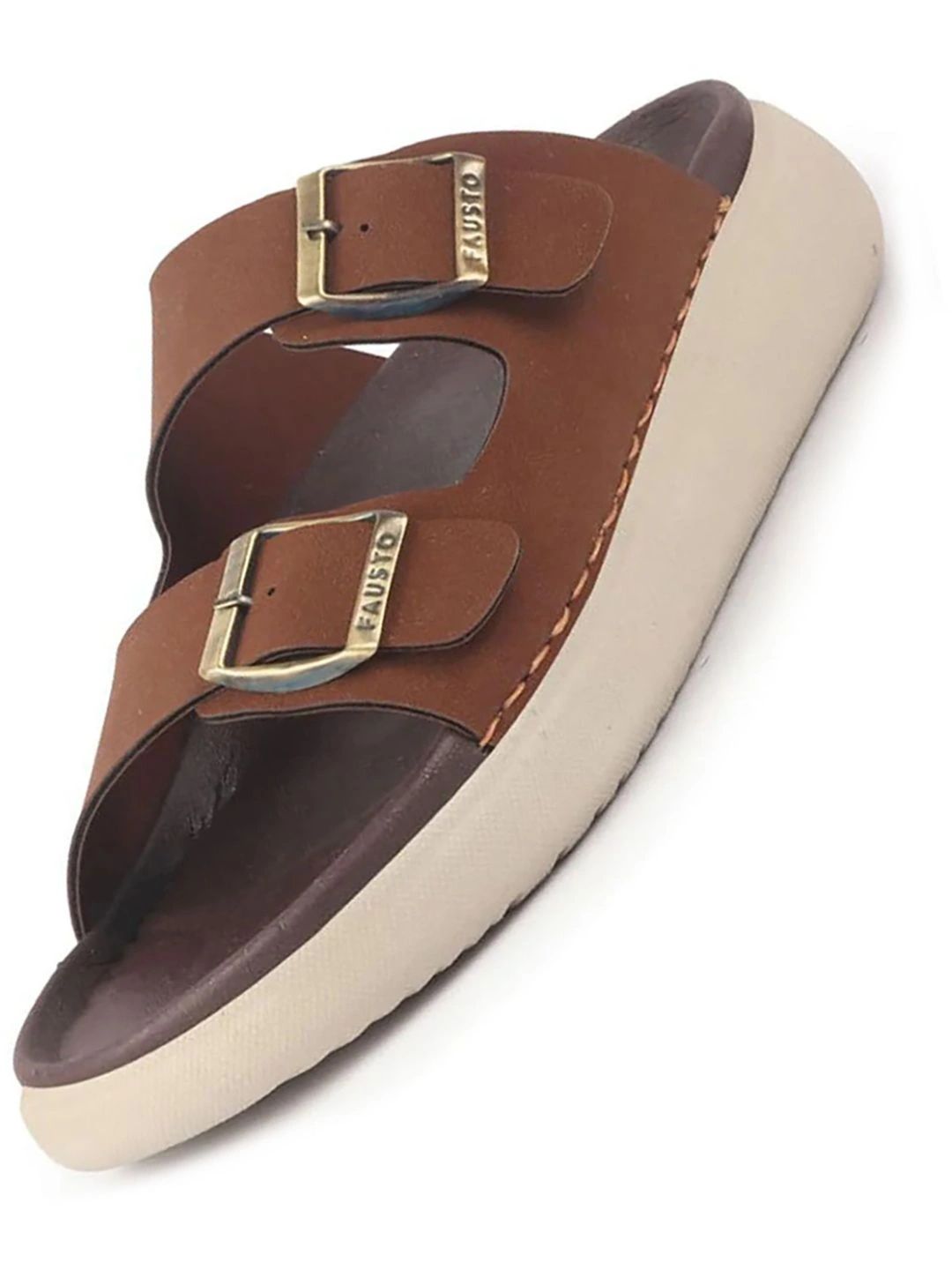 FAUSTO Men Open Toe Buckle Strap Comfort Sandals