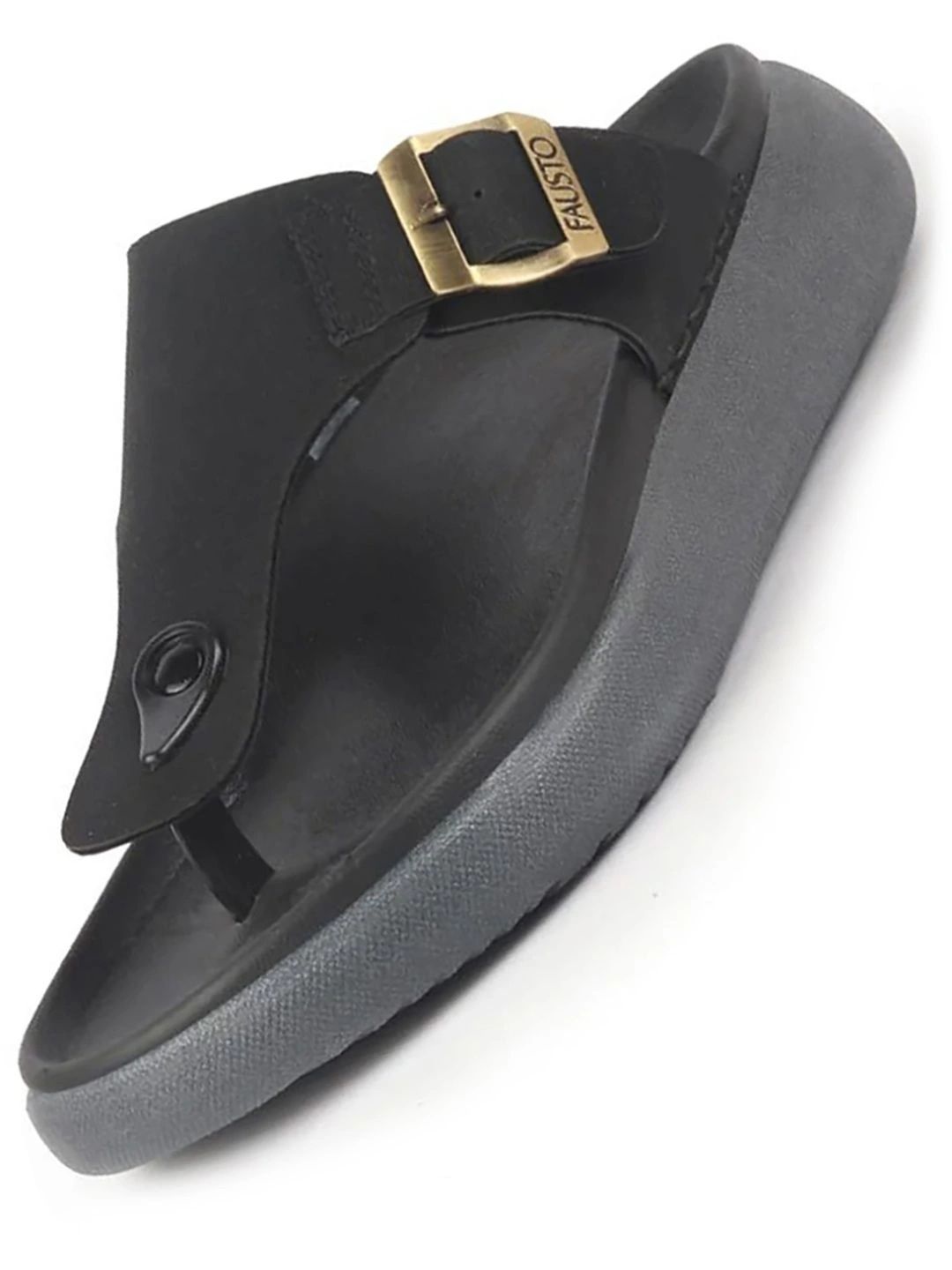 FAUSTO Men Solid Waterproof T-Strap Comfort Sandals