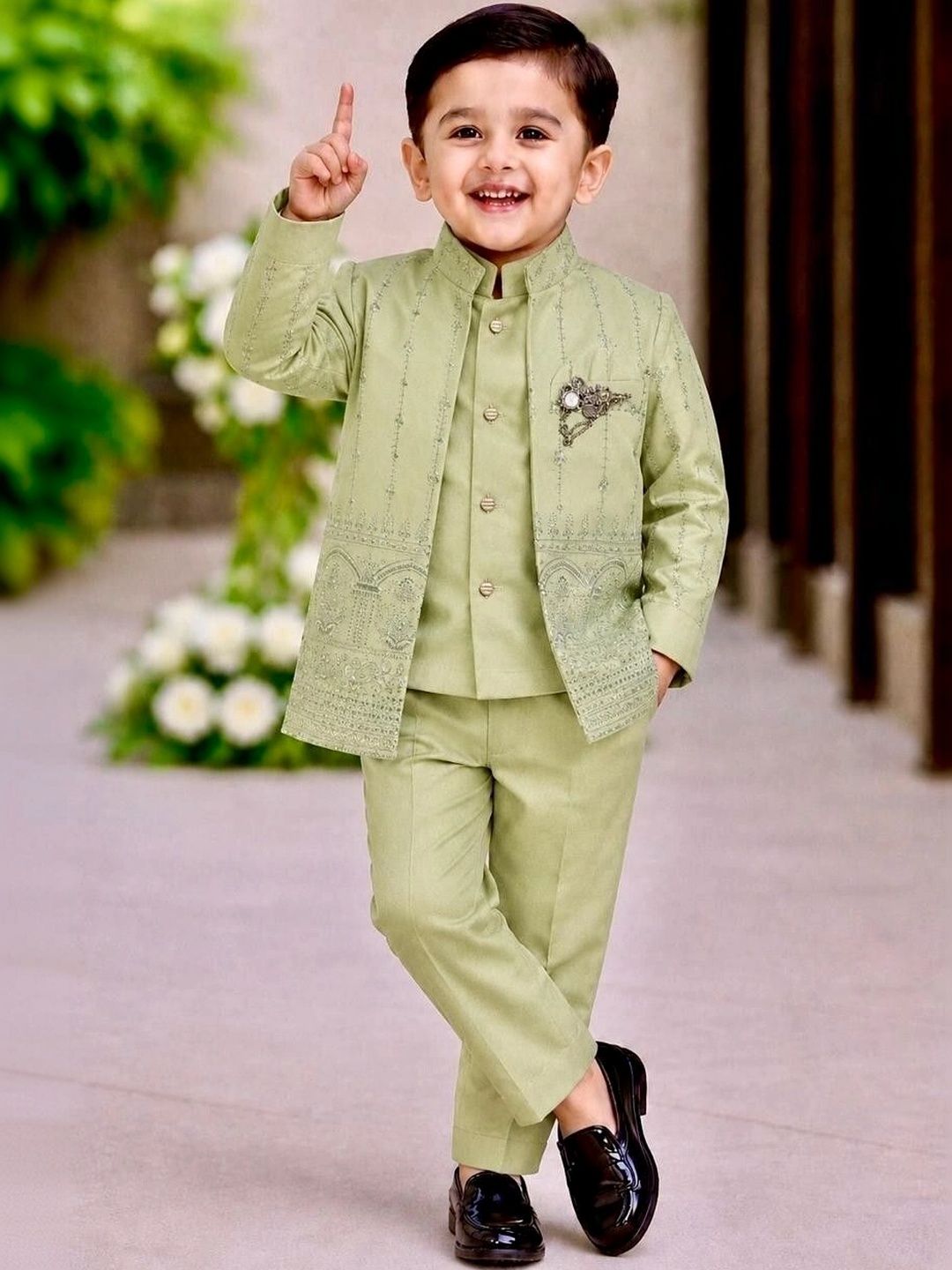 Elite Trend Traders Boys Embroidered Sherwani Set