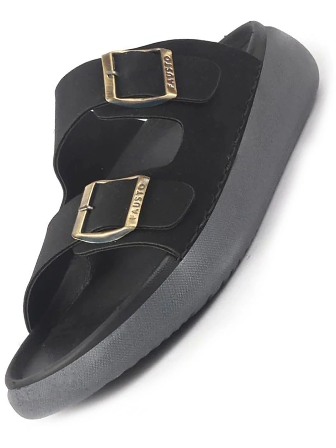 Buy FAUSTO Men Open Toe Buckle Strap Stitched Sandals|Cushioned