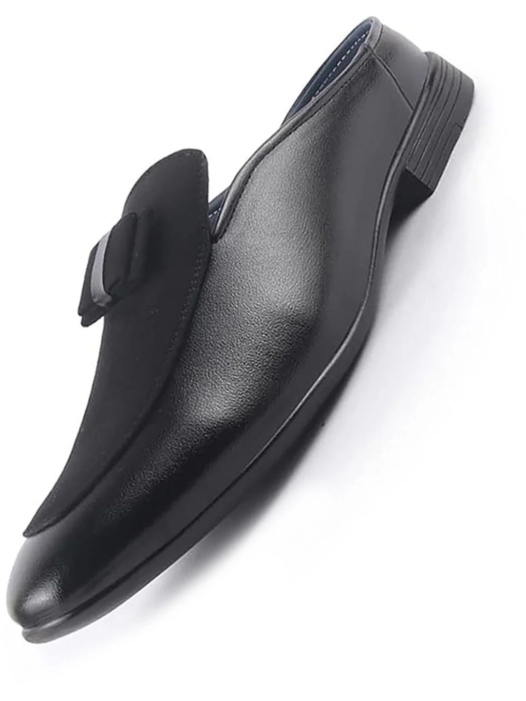 FAUSTO Men Textured Leather Slip-On Formal Shoes