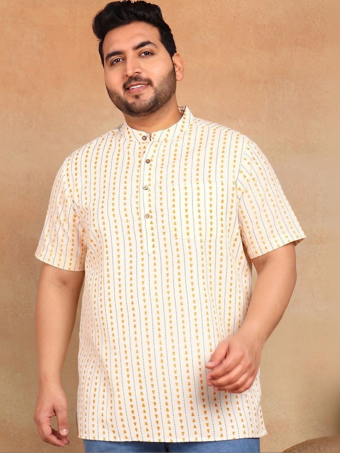Sztori Men Geometric Printed Kurta