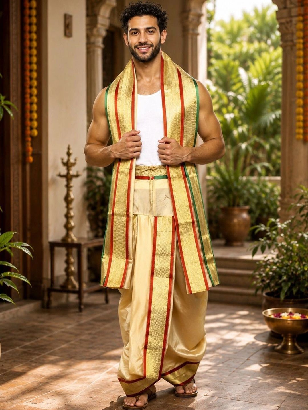 Banarasi Poshak Men Striped Dhoti Dhotis