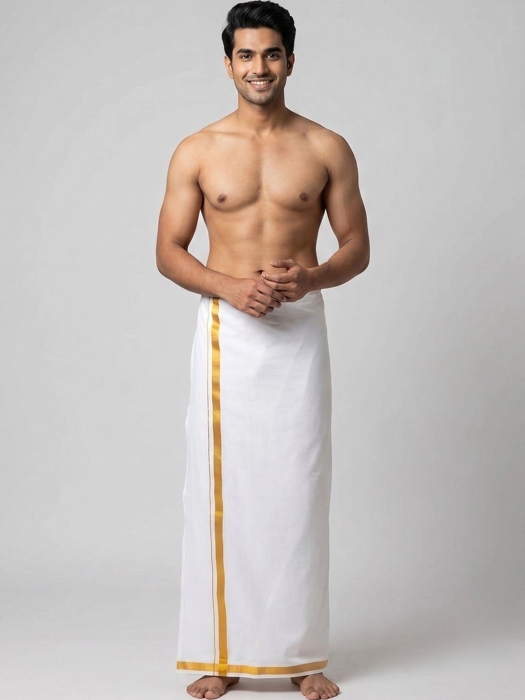 Banarasi Poshak Men Striped Cotton Dhoti Dhotis