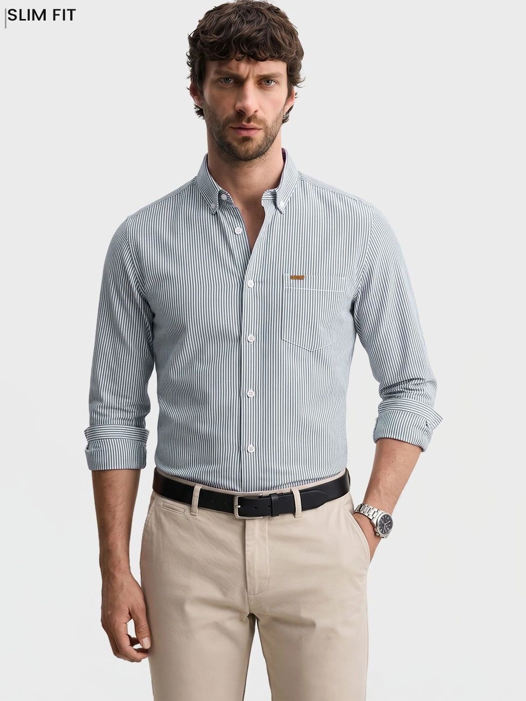 The Indian Garage Co Men Slim Fit Striped Casual Shirt