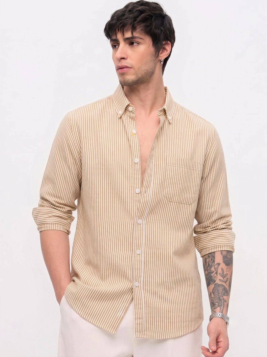 HENSHIKA Men Standard Striped Casual Shirt