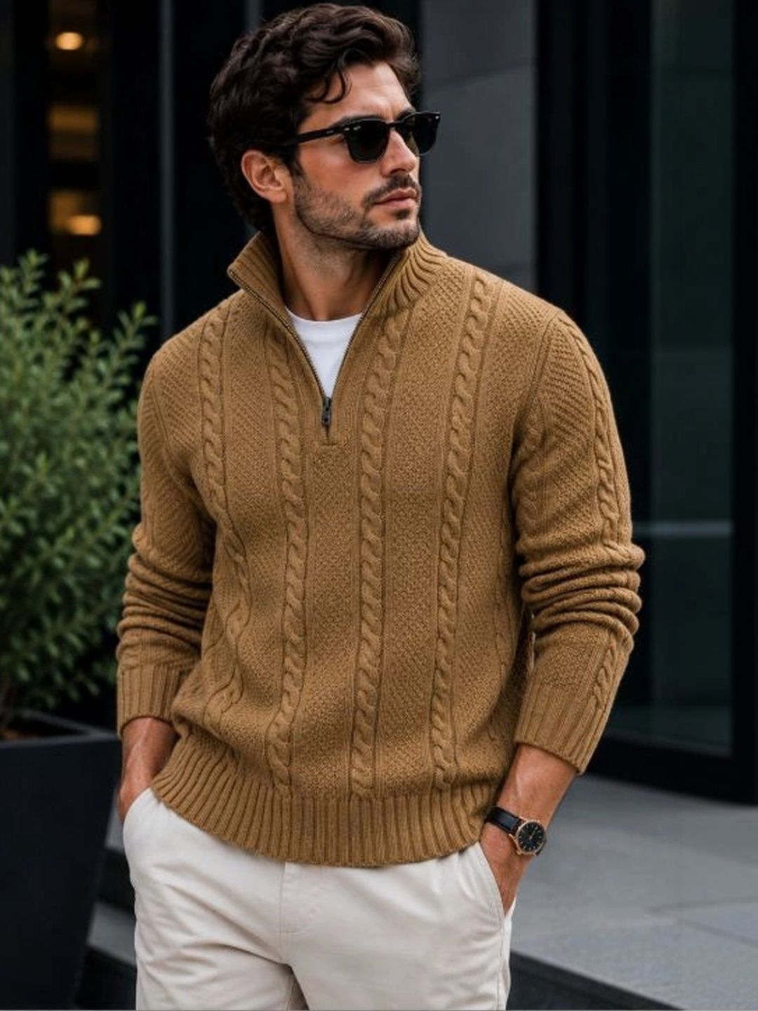 Badlook Men Cable Knit Woollen Pullover