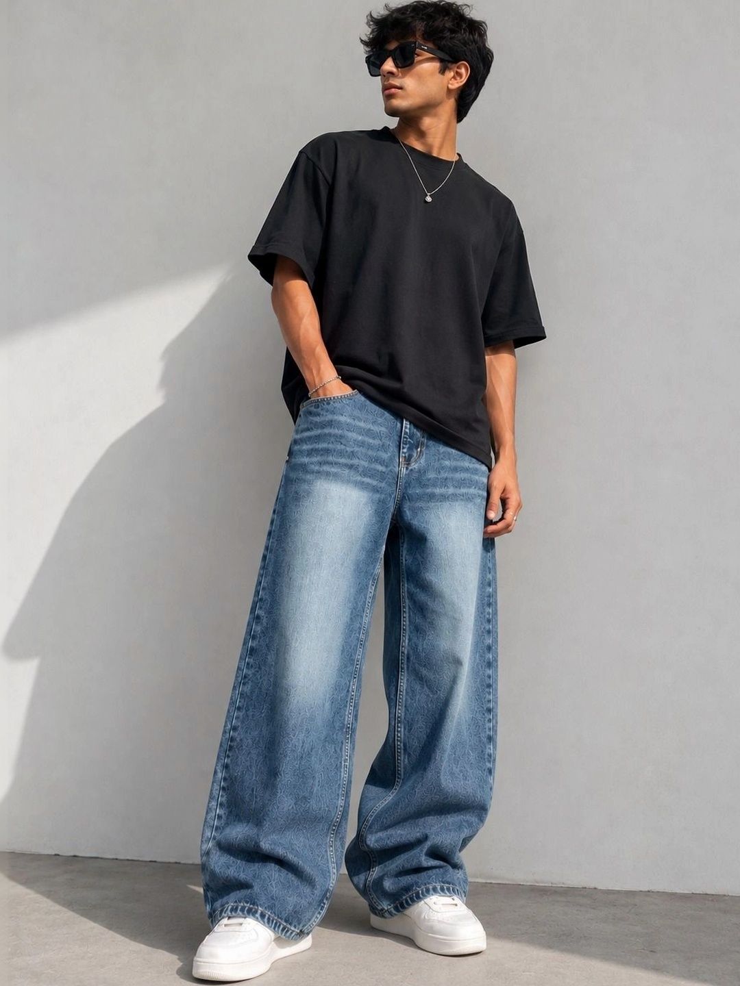 NINEX DENIMS Men Mid-Rise Low Distress Light Fade Jeans