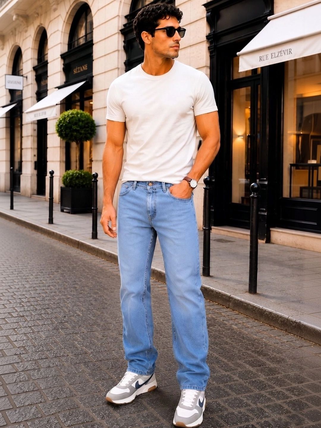 zayla Men Jean Regular Fit Mid-Rise Light Fade Stretchable Jeans