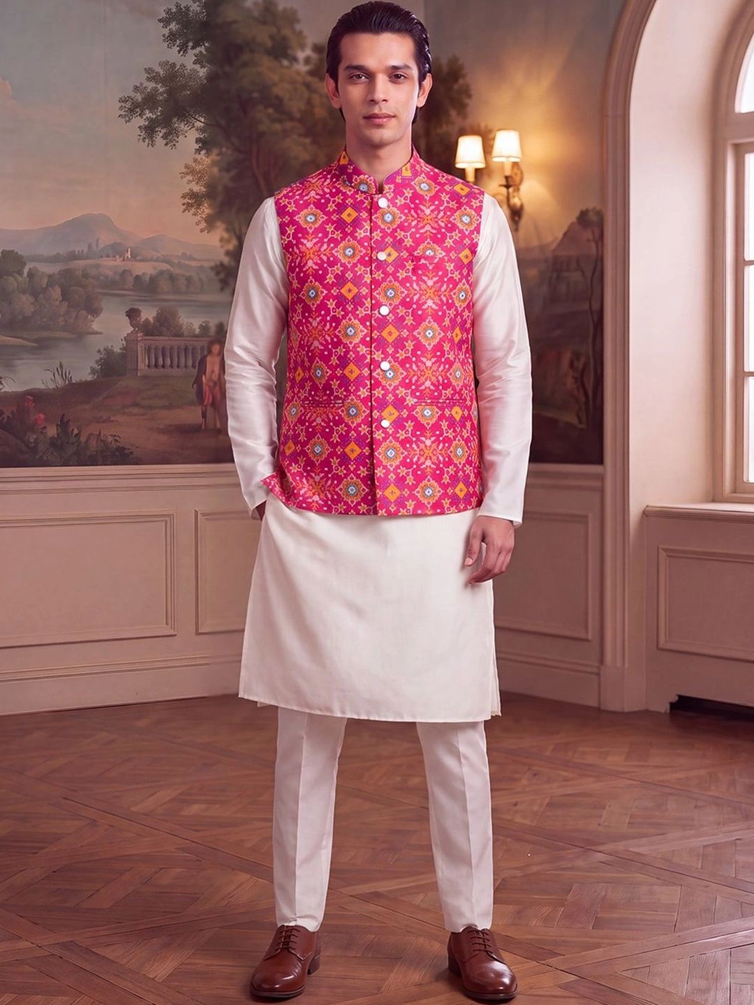 Ethnic Bay Patola Printed Nehru Jackets