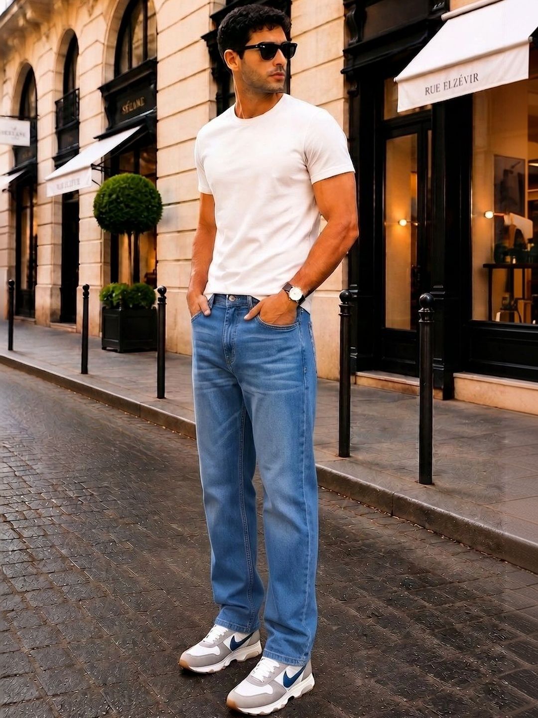 zayla Men Jean Regular Fit Mid-Rise Light Fade Stretchable Jeans