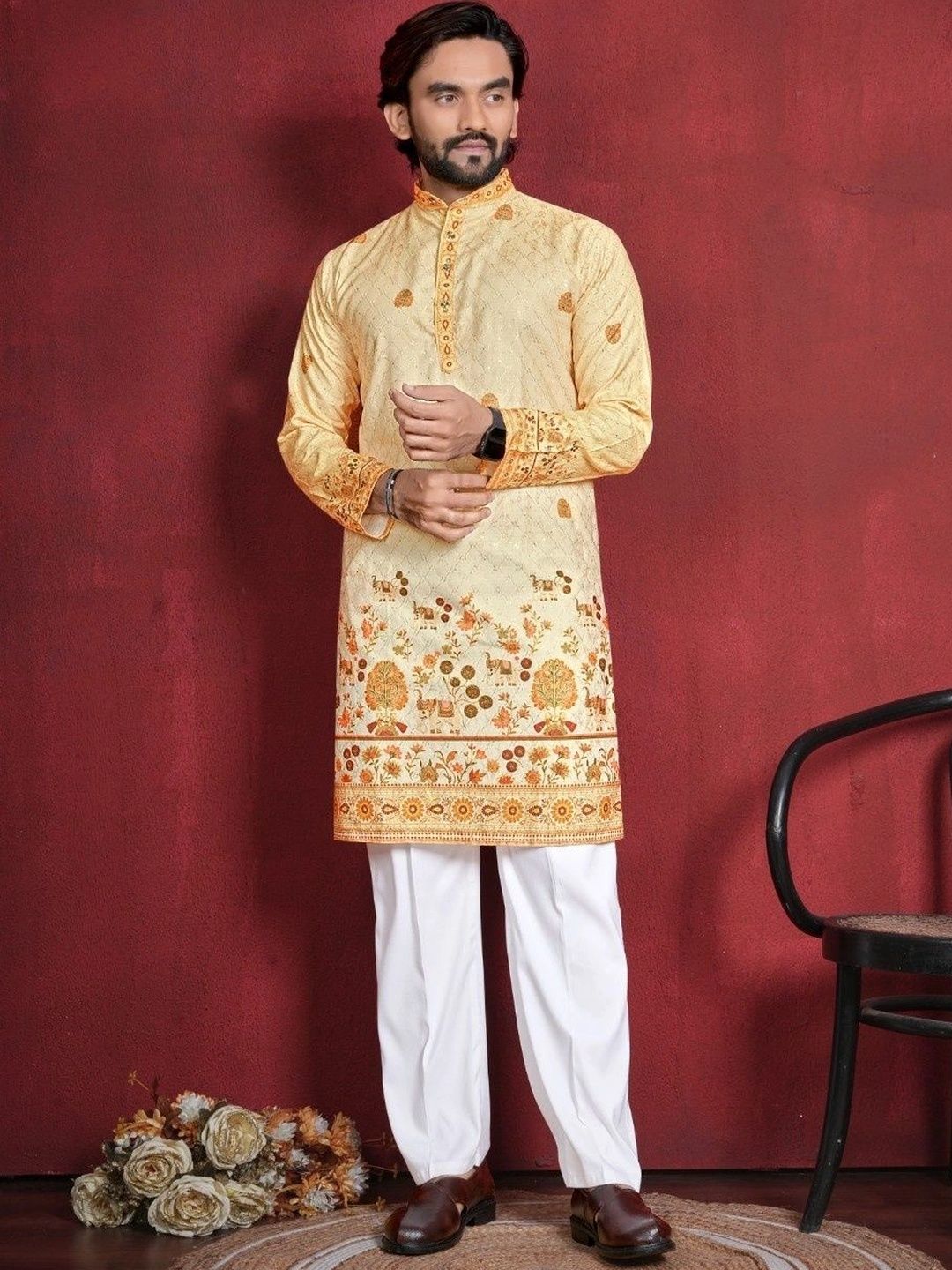 CHARLOTTE GRACIOUS Men Ethnic Motifs Printed Kurta