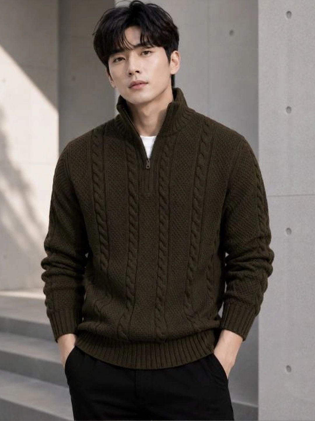 Badlook Men Cable Knit Woollen Pullover
