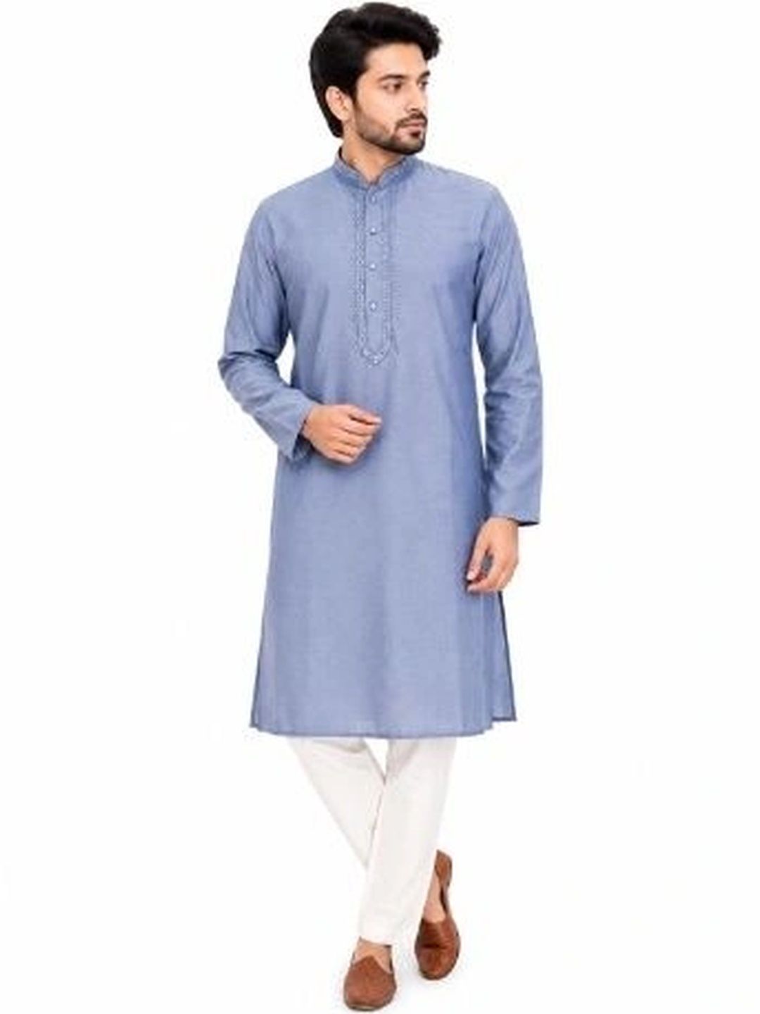 MEHWISH Men Cotton Embroidered Thread Work Handloom Kurta